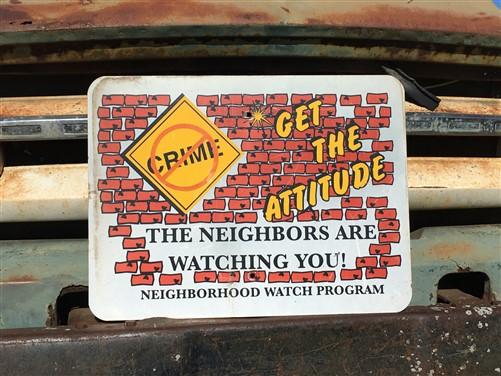 Neighborhood Watch Sign, 18x24 "Get the Attitude", Vintage Road Sign, A