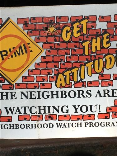 Neighborhood Watch Sign, 18x24 "Get the Attitude", Vintage Road Sign, A