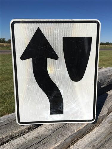 Stay Left Arrow Vintage Highway Road Sign, 30x24 Vintage Metal Road Sign, A