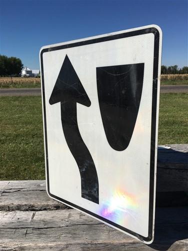 Stay Left Arrow Vintage Highway Road Sign, 30x24 Vintage Metal Road Sign, A