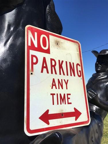 No Parking Any Time Street Sign, 24x18 Vintage Metal Road Sign, Garage Art, H