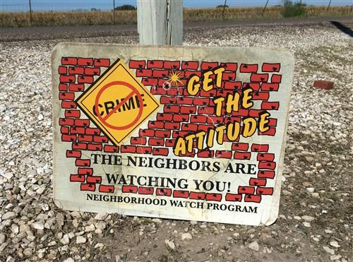 Neighborhood Watch Sign, 18x24 "Get the Attitude", Vintage Road Sign B