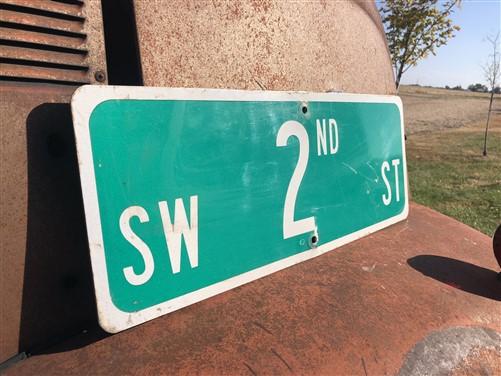 SW 2nd St Street Sign, 9x24 Vintage Green Road Sign, Metal Road Sign, B