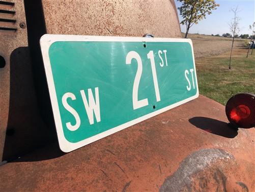 SW 21st Av Street Sign, 9x24 Vintage Green Road Sign, Metal Road Sign, B