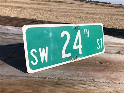 SW 24th ST Street Sign, 9x24 Vintage Green Road Sign, Metal Road Sign, B