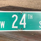 SW 24th ST Street Sign, 9x24 Vintage Green Road Sign, Metal Road Sign, B