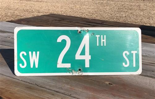 SW 24th ST Street Sign, 9x24 Vintage Green Road Sign, Metal Road Sign, B