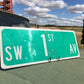 SW 1st Av Street Sign, 9x24 Vintage Green Road Sign, Metal Road Sign, A