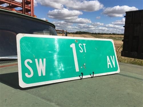 SW 1st Av Street Sign, 9x24 Vintage Green Road Sign, Metal Road Sign, A