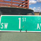 SW 1st Av Street Sign, 9x24 Vintage Green Road Sign, Metal Road Sign, A