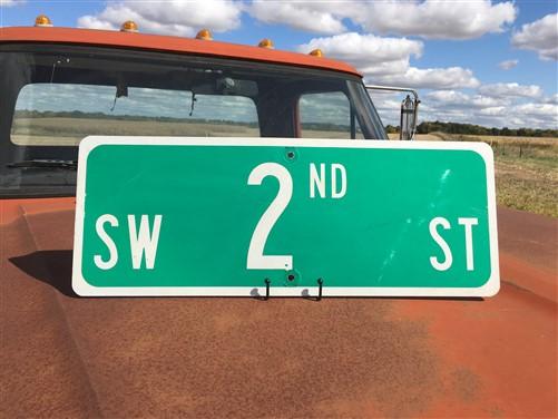 SW 2nd St Street Sign, 9x24 Vintage Green Road Sign, Metal Road Sign, A