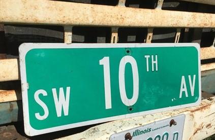 SW 10th Av Street Sign, 9x24 Vintage Green Road Sign, Metal Road Sign, A