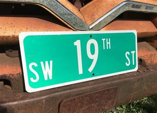 SW 19th St Street Sign, 9x24 Vintage Green Road Sign, Metal Road Sign, A