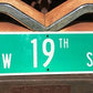 SW 19th St Street Sign, 9x24 Vintage Green Road Sign, Metal Road Sign, A