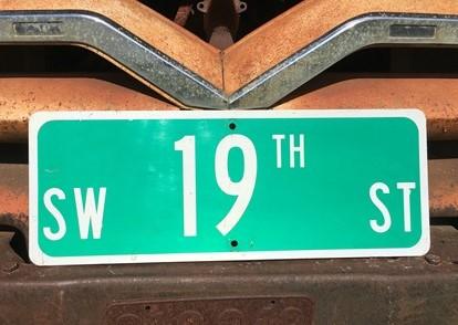 SW 19th St Street Sign, 9x24 Vintage Green Road Sign, Metal Road Sign, A