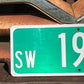 SW 19th St Street Sign, 9x24 Vintage Green Road Sign, Metal Road Sign, A