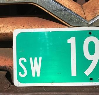 SW 19th St Street Sign, 9x24 Vintage Green Road Sign, Metal Road Sign, A