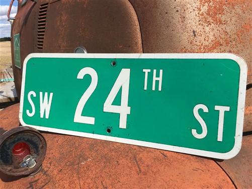 SW 24th St Street Sign, 9x24 Vintage Green Road Sign, Metal Road Sign, A