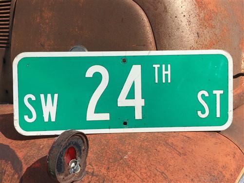 SW 24th St Street Sign, 9x24 Vintage Green Road Sign, Metal Road Sign, A