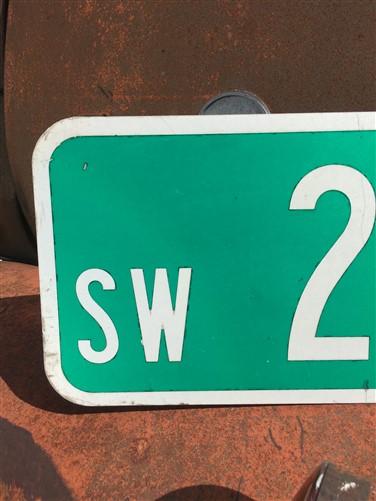 SW 24th St Street Sign, 9x24 Vintage Green Road Sign, Metal Road Sign, A