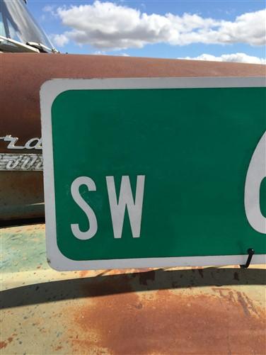 SW 6th Av Street Sign, 9x24 Vintage Green Road Sign, Metal Road Sign, A