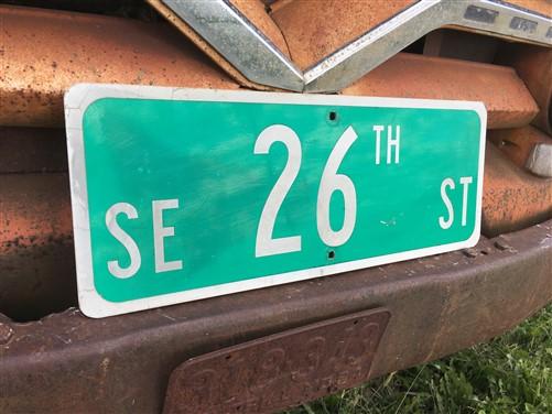 SE 26th St Street Sign, 9x24 Vintage Green Road Sign, Metal Road Sign, A