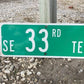 SE 33rd Ter Street Sign, 9x24 Vintage Green Road Sign, Metal Road Sign, A