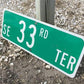 SE 33rd Ter Street Sign, 9x24 Vintage Green Road Sign, Metal Road Sign, A
