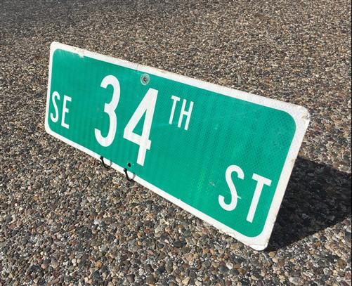 SE 34th St Street Sign, 9x24 Vintage Green Road Sign, Metal Road Sign, A