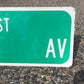 NW 1st AV Street Sign, 9x24 Vintage Green Road Sign, Metal Road Sign, B