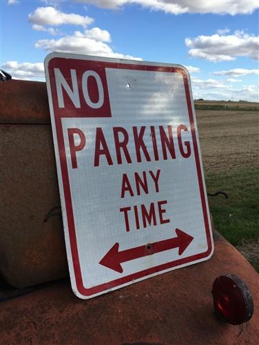 No Parking Any Time Street Sign, 24x18 Vintage Metal Road Sign, Garage Art, K