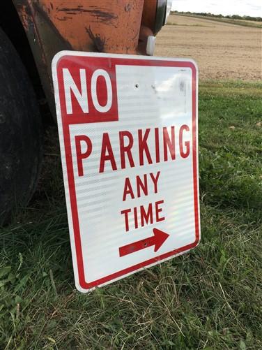 No Parking Any Time Street Sign, 24x18 Vintage Metal Road Sign, Garage Art, L