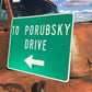 To Porubsky Drive Street Sign, 24x30 Vintage Street Sign, Metal Road Sign