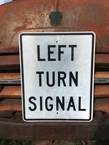 Left Turn Signal Vintage Highway Road Sign, 30x24 Vintage Metal Road Sign