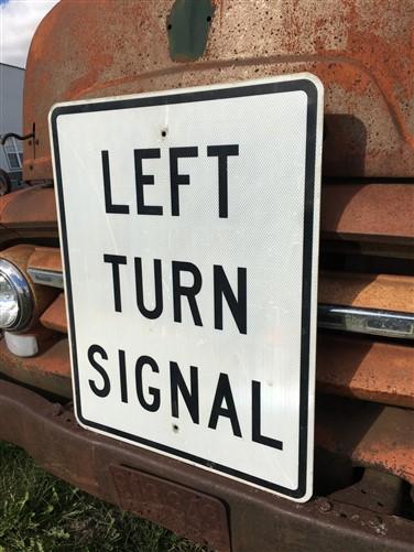 Left Turn Signal Vintage Highway Road Sign, 30x24 Vintage Metal Road Sign