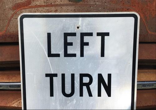 Left Turn Signal Vintage Highway Road Sign, 30x24 Vintage Metal Road Sign