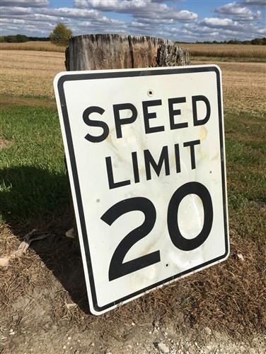 Speed Limit 20 Vintage Sign, 30x24 Vintage Metal Road Sign, B