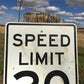 Speed Limit 20 Vintage Sign, 30x24 Vintage Metal Road Sign, B