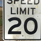 Speed Limit 20 Vintage Sign, 30x24 Vintage Metal Road Sign, B