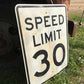 Speed Limit 30 Vintage Sign, 30x24 Vintage Metal Road Sign, C