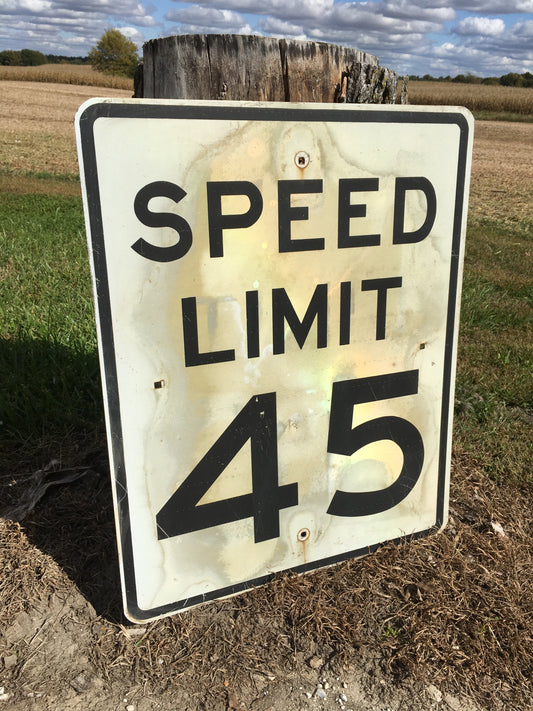 Speed Limit 45 Vintage Sign, 30x24 Vintage Metal Road Sign, A