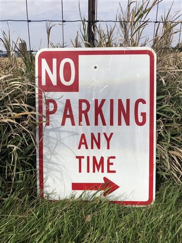 No Parking Any Time Street Sign, 24x18 Vintage Metal Road Sign, Garage Art, P