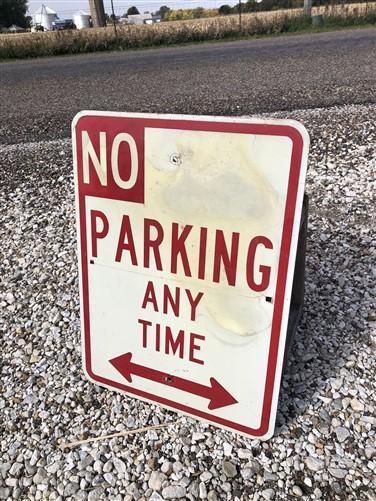 No Parking Any Time Street Sign, 24x18 Vintage Metal Road Sign, Garage Art, Q