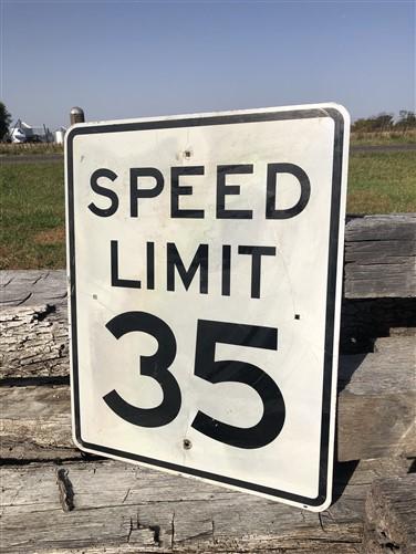 Speed Limit 35 Vintage Sign, 30x24 Vintage Metal Road Sign, C