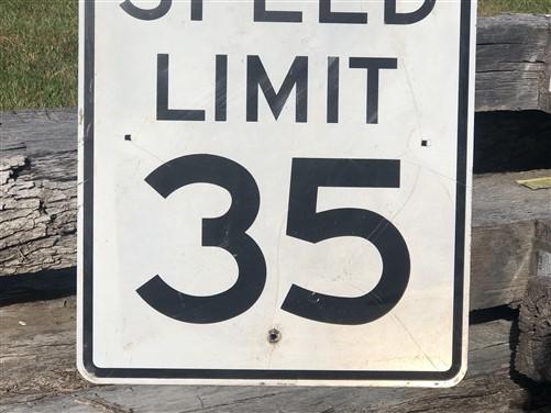 Speed Limit 35 Vintage Sign, 30x24 Vintage Metal Road Sign, C