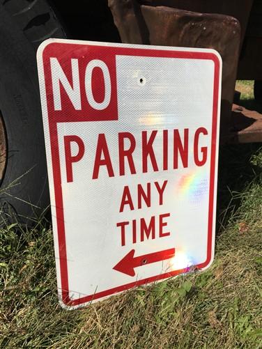 No Parking Any Time Street Sign, 24x18 Vintage Metal Road Sign, Garage Art, M