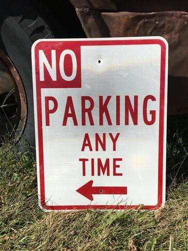 No Parking Any Time Street Sign, 24x18 Vintage Metal Road Sign, Garage Art, M