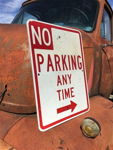 No Parking Any Time Street Sign, 24x18 Vintage Metal Road Sign, Garage Art, O