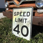 Speed Limit 40 Vintage Sign, 30x24 Vintage Metal Road Sign, B