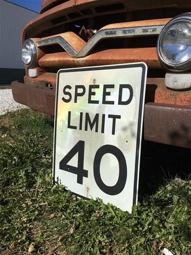 Speed Limit 40 Vintage Sign, 30x24 Vintage Metal Road Sign, B